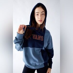 Vans • Academy Check Hooded Logo Sweatshirt Blue Colorblock M